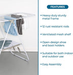 Honey-Can-Do Heavy-Duty Gullwing Clothes Drying Rack, 50 lb, White