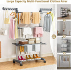 Upgraded 4-Tier Clothes Drying Rack, Drying Rack Clothing with Wheels