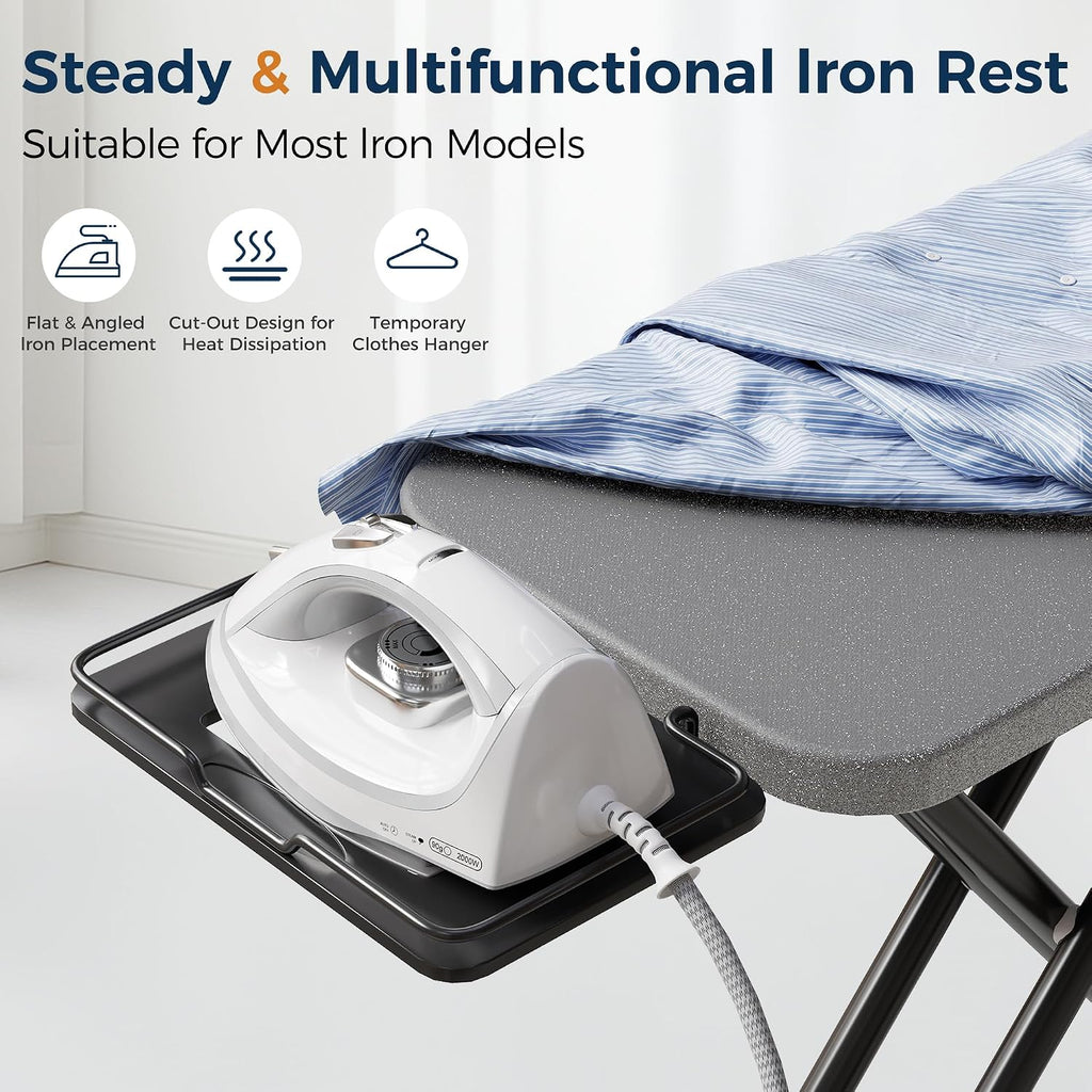 BEWISHOME Foldable Ironing Board,Compact Iron Board with Safety Iron Rest
