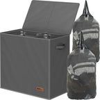 Simple Houseware Double Laundry Hamper with Lid & Removable Bags, Black