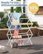 APEXCHASER Oversize 3-Tier Clothes Drying Rack, No Install, White