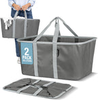 CleverMade Collapsible Laundry Baskets, 50L Tote 2 Pack, Charcoal