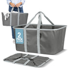 CleverMade Collapsible Laundry Baskets, 50L Tote 2 Pack, Charcoal