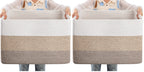 OIAHOMY Blanket Basket Laundry Basket Dog Toy Basket 75L Gradient Brown