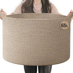 INDRESSME XXXLarge Woven Rope Blanket Basket Living Room Brown, 90L