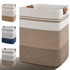 Laundry Hamper, 85L Tall Laundry Basket with Leather Handles, Rectangle Large Clothes Hamper for Organizing, Cotton Woven Laundry Baskets Storage Hampers for Bedroom, Nursery, Living Room