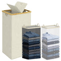 efluky Double Laundry Hamper with Lid and 2 Removable Bags, Beige