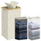 efluky Double Laundry Hamper with Lid and 2 Removable Bags, Beige