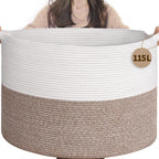 INDRESSME XXXLarge Woven Rope Blanket Basket Living Room Brown, 90L