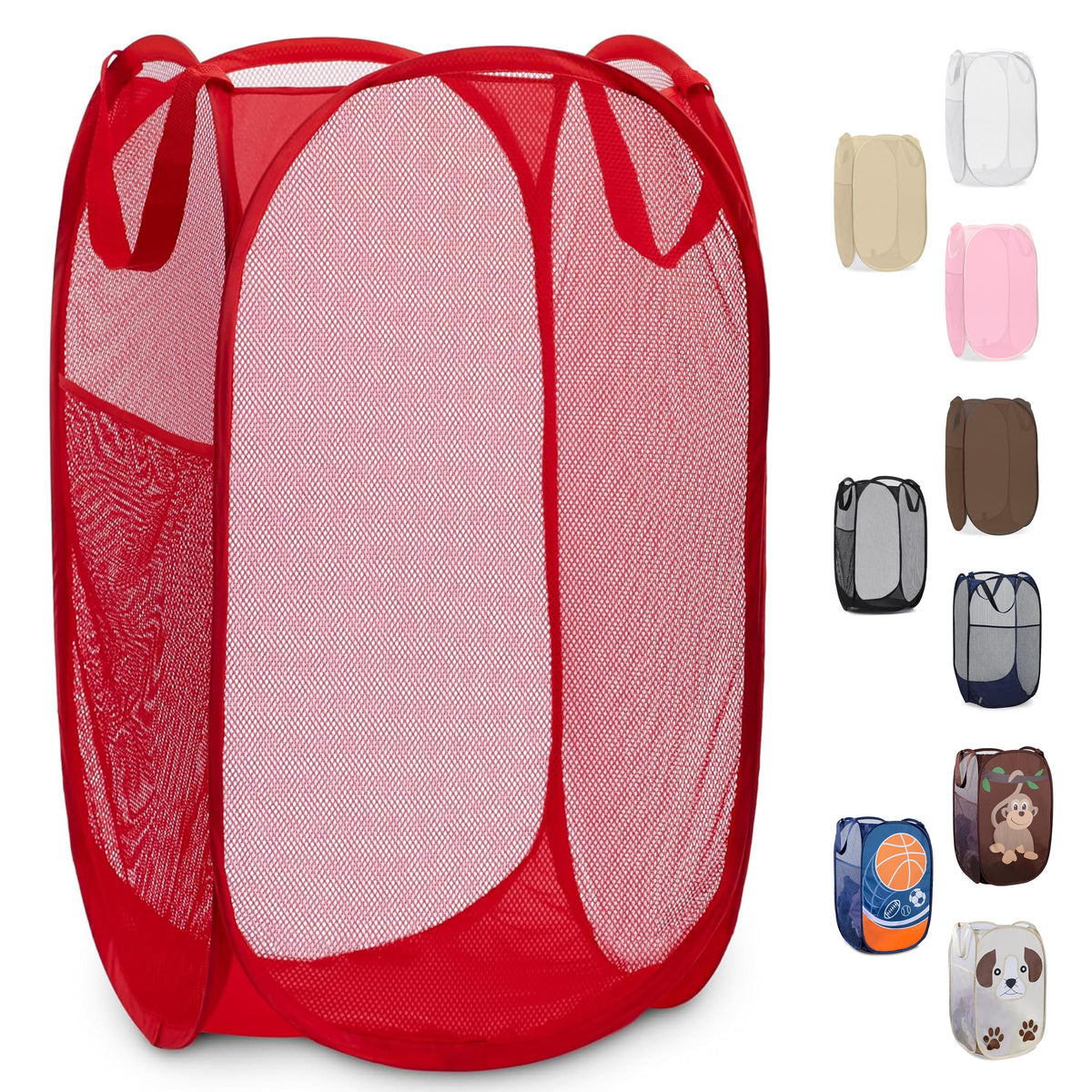 Handy Laundry Mesh Pop-Up Hamper Collapsible with Side Pocket 2-Pack