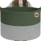 INDRESSME XXXLarge Woven Rope Blanket Basket Living Room Brown, 90L