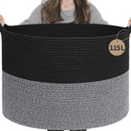INDRESSME XXXLarge Woven Rope Blanket Basket Living Room Brown, 90L