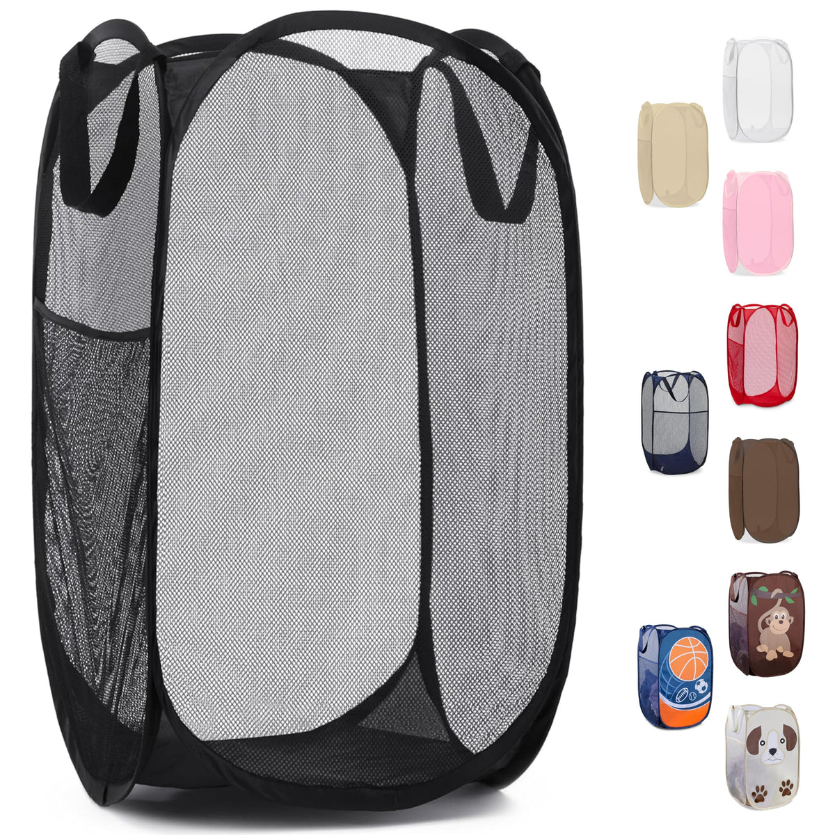 Handy Laundry Mesh Pop Up Laundry Hamper Foldable Basket 2-Pack