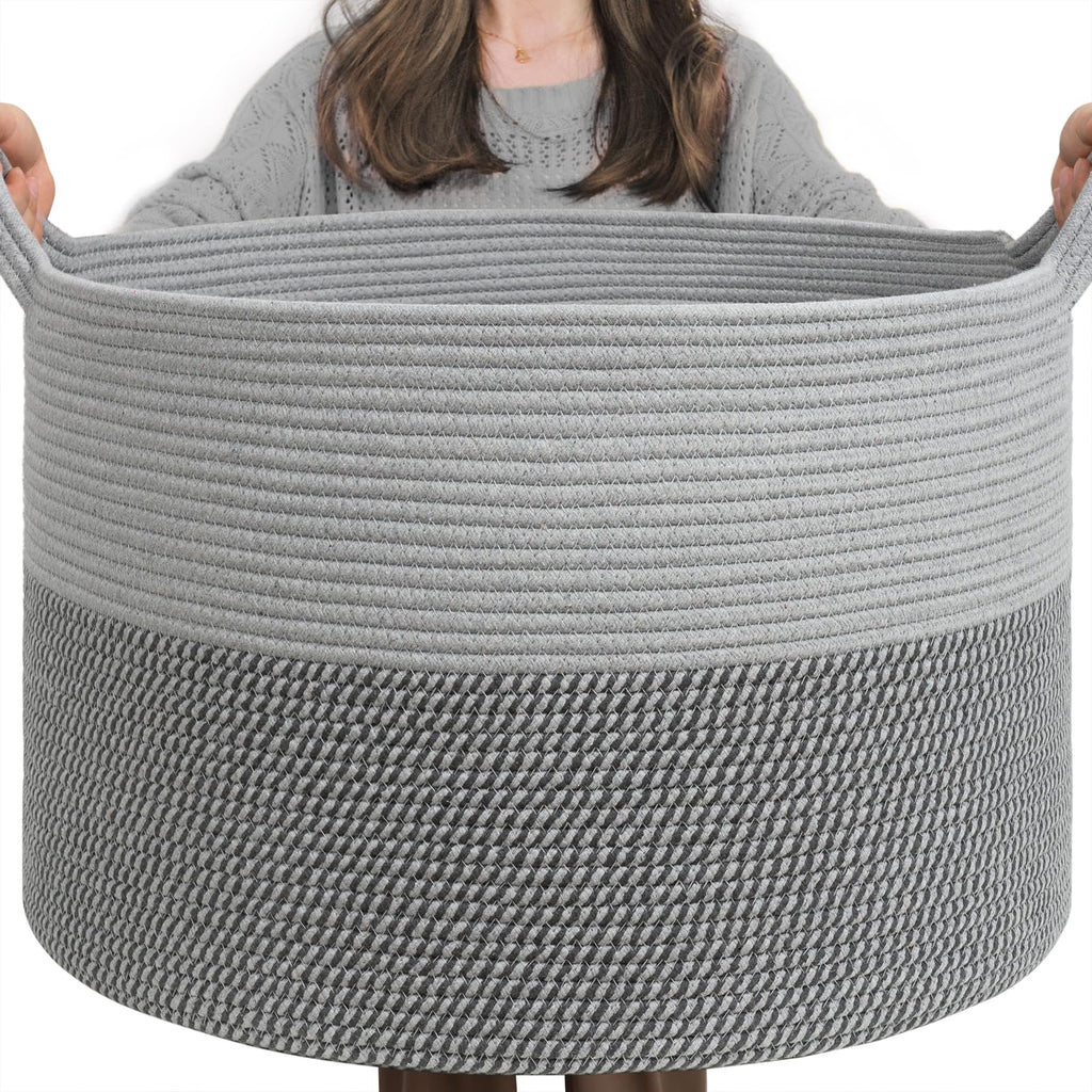 INDRESSME XXXLarge Woven Rope Blanket Basket Living Room Brown, 90L