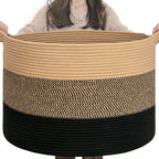 INDRESSME XXXLarge Woven Rope Blanket Basket Living Room Brown, 90L
