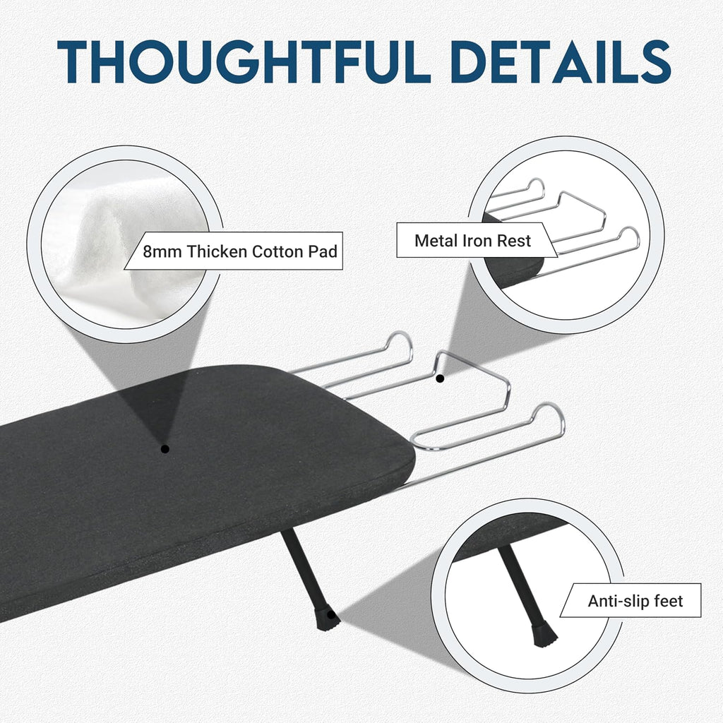 LOFTEY Small Tabletop Ironing Board, Foldable Compact Ironing Board, Black