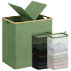 efluky Double Laundry Hamper with Lid and 2 Removable Bags, Beige