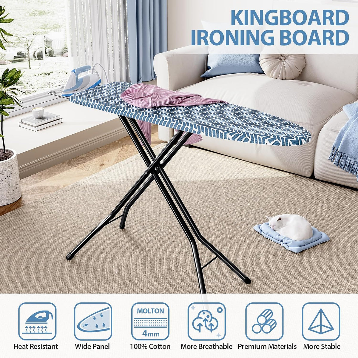 KINGBOARD Ironing Board Full Size, Iron Board and Ironing Board Set 43x13