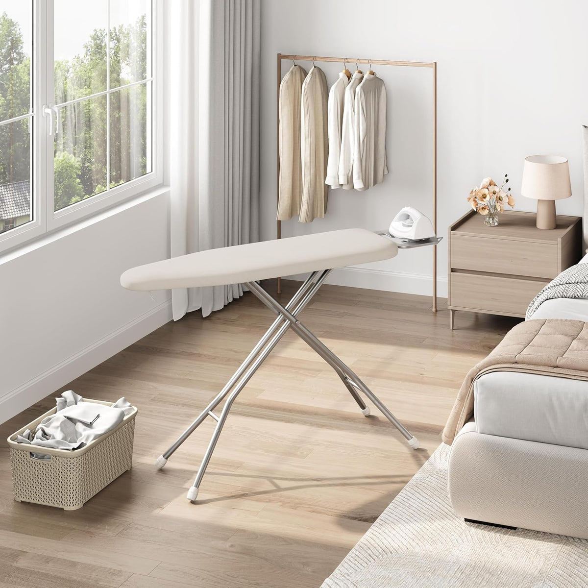 Yaheetech Ironing Board 43"x14" with Heavy Duty Iron Rest, Foldable, Beige