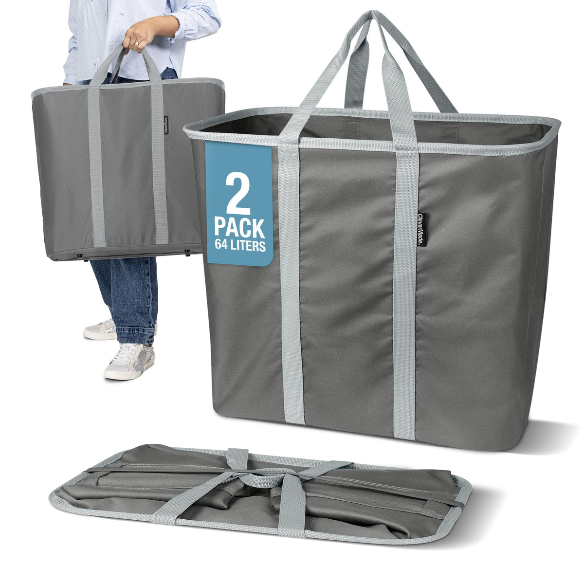 Collapsible Laundry Caddy - Denim/Shadow Gray(2PK)
