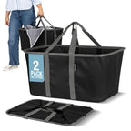 CleverMade Collapsible Laundry Baskets, 50L Tote 2 Pack, Charcoal