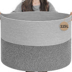 INDRESSME XXXLarge Woven Rope Blanket Basket Living Room Brown, 90L