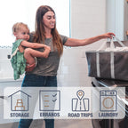 CleverMade Collapsible Laundry Baskets, 50L Tote 2 Pack, Charcoal