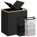 efluky Double Laundry Hamper with Lid and 2 Removable Bags, Beige