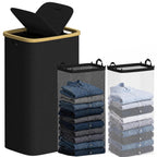efluky Double Laundry Hamper with Lid and 2 Removable Bags, Beige
