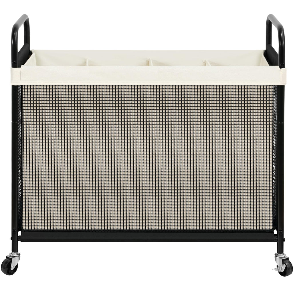 STO STO Laundry Hamper 3 Section, 120L Rolling Laundry Sorter Cart with Removable and Washable Liner Bag, Clothes Hamper with Wheels and Metal Handle for Laundry Room and Bedroom