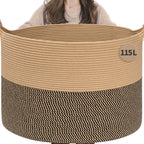 INDRESSME XXXLarge Woven Rope Blanket Basket Living Room Brown, 90L