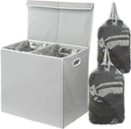 Simple Houseware Double Laundry Hamper with Lid & Removable Bags, Black