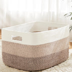 Artfeel Blanket Basket,Rectangle Woven Baskets for Storage,65L Laundry Basket for Decorative Nursery Blanket,Toys,Dirty Clothes and Magazine in Shelves,Baby Room,and Living Room