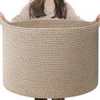 INDRESSME XXXLarge Woven Rope Blanket Basket Living Room Brown, 90L